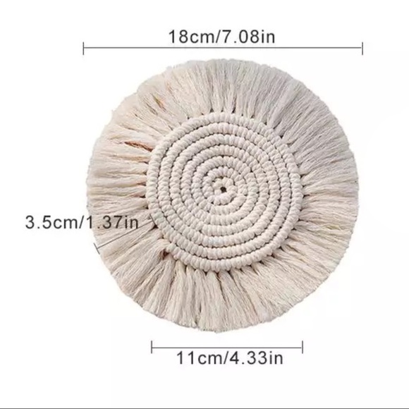 Bohemian Macrame Woven Coaster Set of 4 - Picture 2 of 2